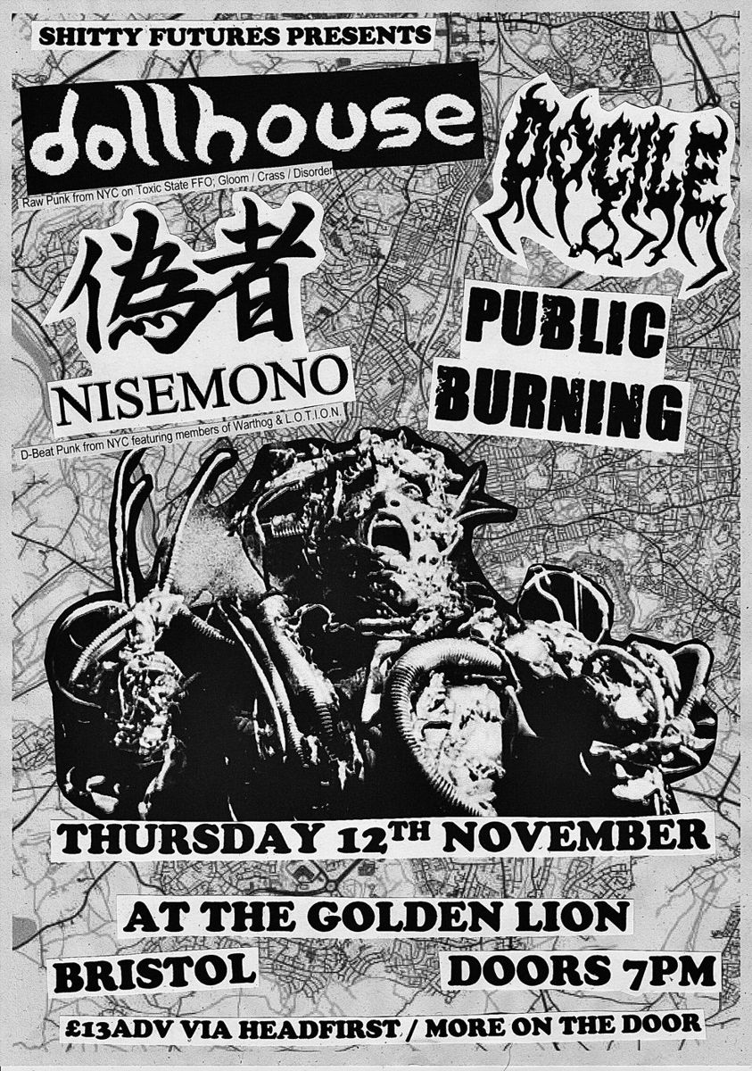 Dollhouse, Nisemono, Docile, & Public Burning event artwork