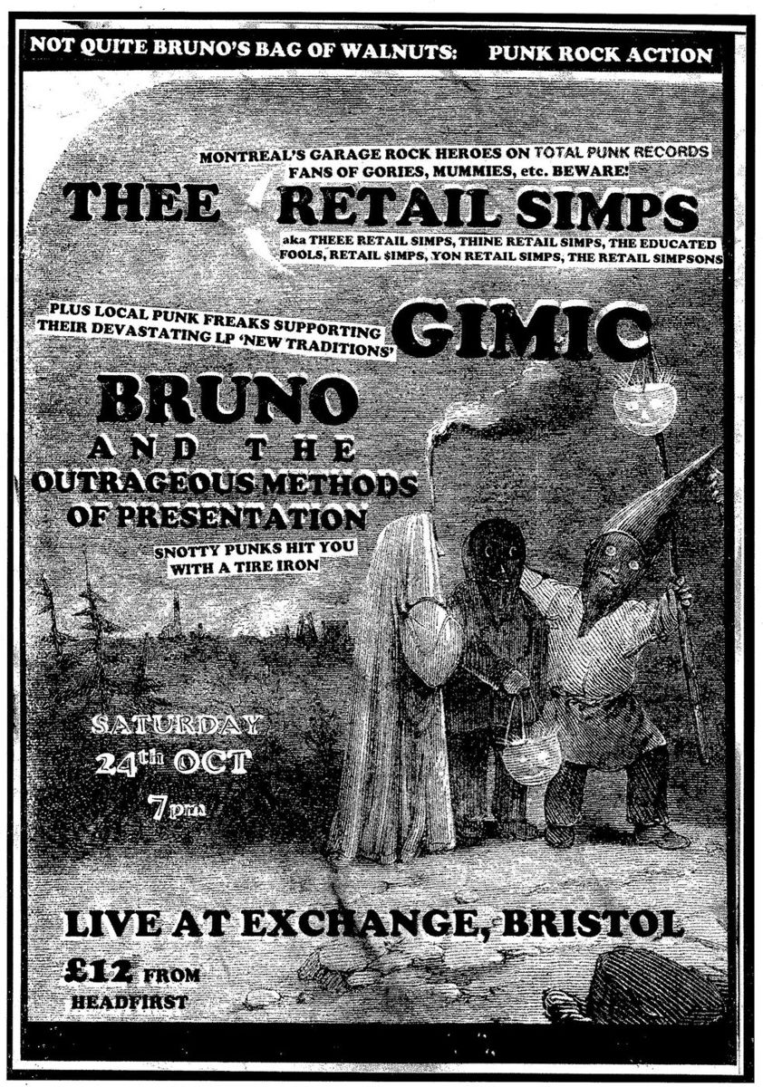 RETAIL SIMPS, GIMIC and BRUNO BOMP event artwork