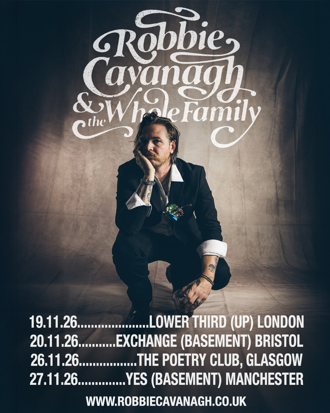 Official Robbie Cavanagh November 2026 tour artwork supplied by the artist